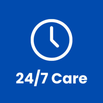 24/7 Care Icon Graphic representing 24/7 in-home health care support across Canada